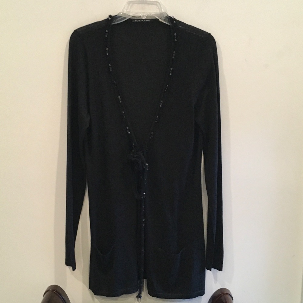 Elie Tahari Black Knit Top with Subtle Texture